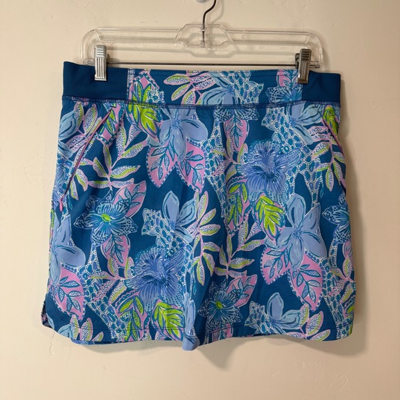Lilly Pulitzer Pants - Lilly Pulitzer Womens Run Around Luxletic Skort Medium Blue Floral 005937 UPF 50